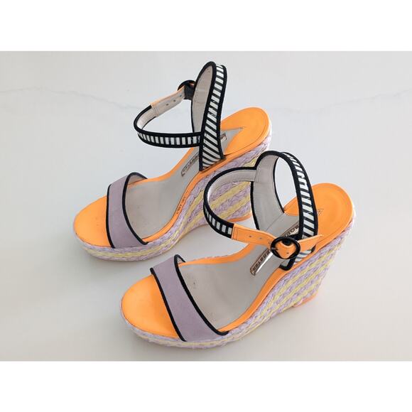Women's Sophia Webster Lucita Wedge Sandals Multicolor Suede & Leather Size 7 - Picture 2 of 11